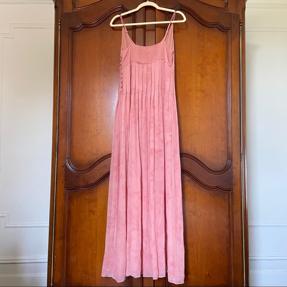 LoveShackFancy Silk Maxi Dress Pink Tie Dye Empire Pleated Bust | Size 4 - Picture 7 of 16